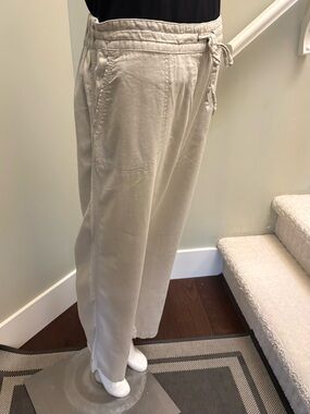 Per Se Tan Coloured Linen-Blend Drawstring Pants.  Liberal Sz XL Like New